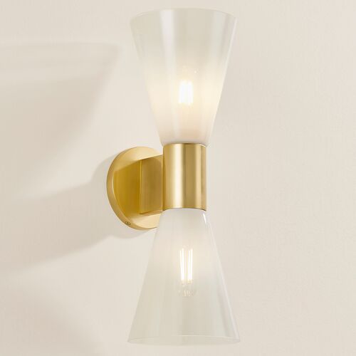 Kira 2-Light Glass Wall Sconce 6 Kira 2-Light Glass Wall Sconce