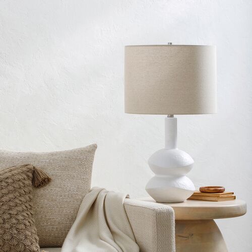 Emery Ceramic Table Lamp, White/Wheat 2 Emery Ceramic Table Lamp, White/Wheat