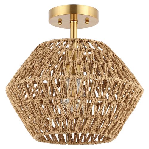 Jericho Rope Flush Mount, Natural/Gold 4 Jericho Rope Flush Mount, Natural/Gold