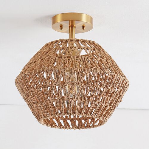 Jericho Rope Flush Mount, Natural/Gold 6 Jericho Rope Flush Mount, Natural/Gold