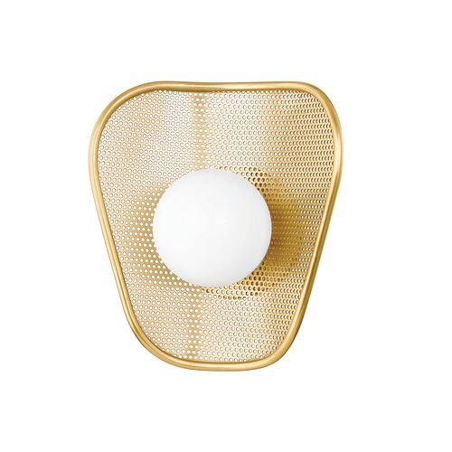 Mira Perforated Metal Wall Sconce, Aged Brass 1 Mira Perforated Metal Wall Sconce, Aged Brass