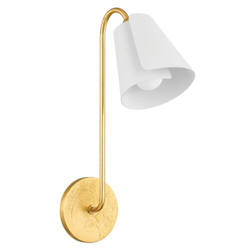 Crew Lily 16.5" Wall Sconce, Gold Leaf/Textured White 1 Crew Lily 16.5" Wall Sconce, Gold Leaf/Textured White