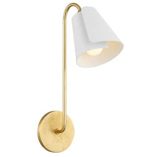 Crew Lily 16.5" Wall Sconce, Gold Leaf/Textured White 2 Crew Lily 16.5" Wall Sconce, Gold Leaf/Textured White