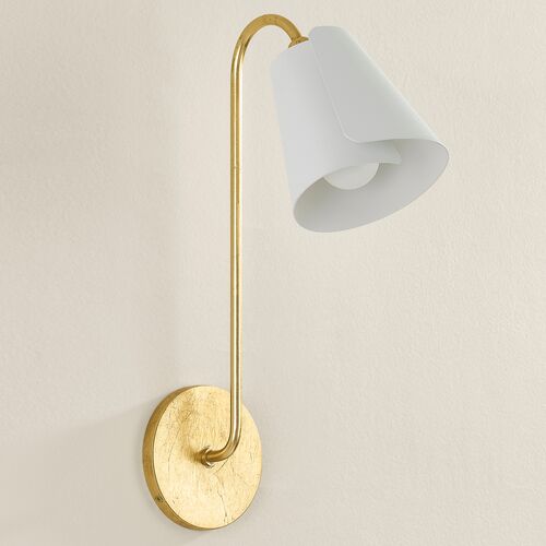 Crew Lily 16.5" Wall Sconce, Gold Leaf/Textured White 3 Crew Lily 16.5" Wall Sconce, Gold Leaf/Textured White