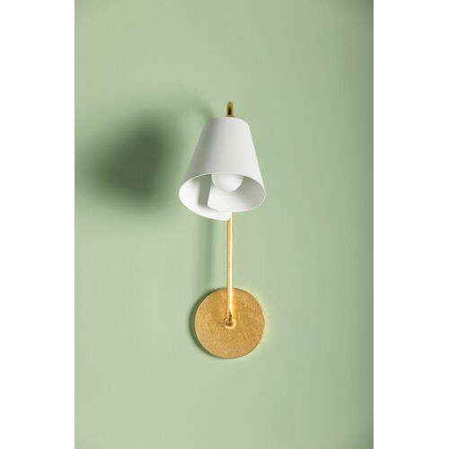 Crew Lily 16.5" Wall Sconce, Gold Leaf/Textured White 7 Crew Lily 16.5" Wall Sconce, Gold Leaf/Textured White