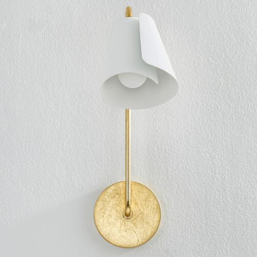 Crew Lily 16.5" Wall Sconce, Gold Leaf/Textured White 8 Crew Lily 16.5" Wall Sconce, Gold Leaf/Textured White