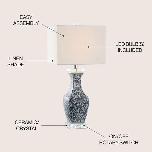Amadea Ceramic Table Lamp, Blue/White 5 Amadea Ceramic Table Lamp, Blue/White