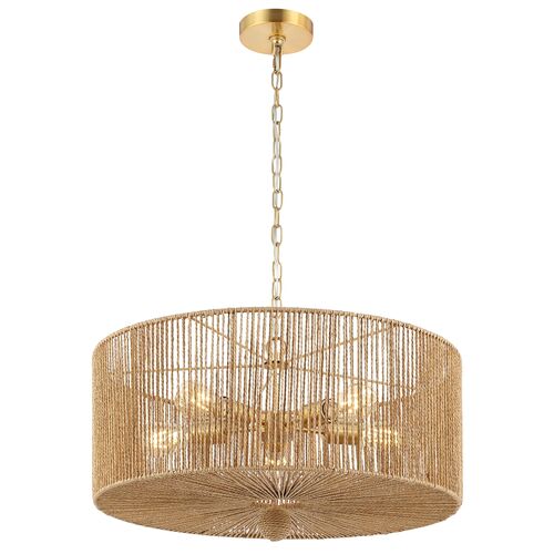 Mazey 5-Light 24" Rope Pendant, Natural/Gold 1 Mazey 5-Light 24" Rope Pendant, Natural/Gold