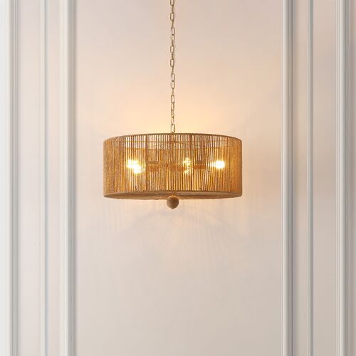 Mazey 5-Light 24" Rope Pendant, Natural/Gold 2 Mazey 5-Light 24" Rope Pendant, Natural/Gold