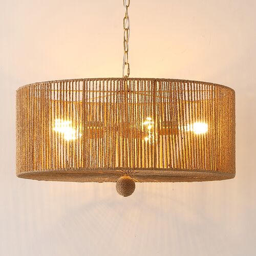 Mazey 5-Light 24" Rope Pendant, Natural/Gold 3 Mazey 5-Light 24" Rope Pendant, Natural/Gold