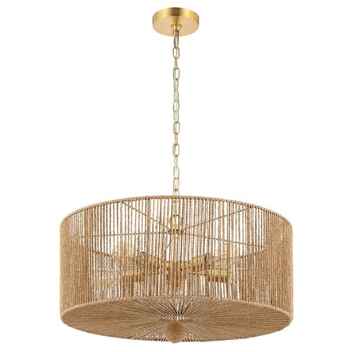 Mazey 5-Light 24" Rope Pendant, Natural/Gold 4 Mazey 5-Light 24" Rope Pendant, Natural/Gold