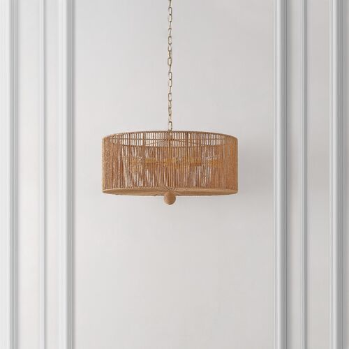 Mazey 5-Light 24" Rope Pendant, Natural/Gold 5 Mazey 5-Light 24" Rope Pendant, Natural/Gold