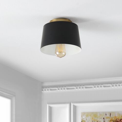 Waine Flush Mount, Black/Brass 4 Waine Flush Mount, Black/Brass