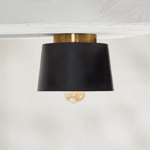Waine Flush Mount, Black/Brass 6 Waine Flush Mount, Black/Brass
