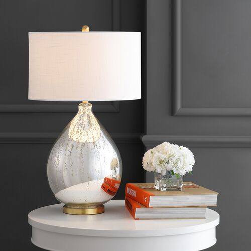 Elsinor Glass Teardrop Table Lamp, Mercury Silver 5 Elsinor Glass Teardrop Table Lamp, Mercury Silver