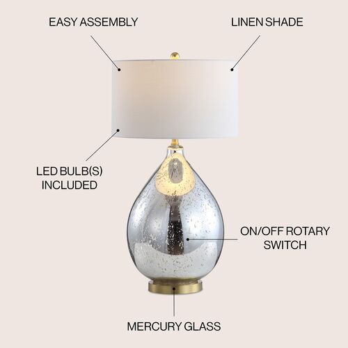 Elsinor Glass Teardrop Table Lamp, Mercury Silver 6 Elsinor Glass Teardrop Table Lamp, Mercury Silver