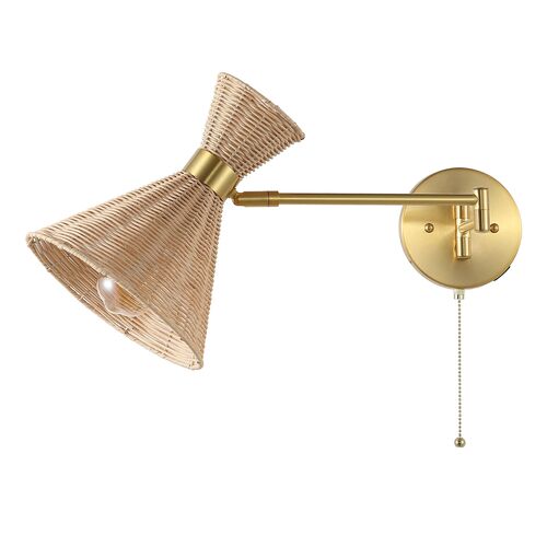 Tressin Rattan Swing-Arm USB Wall Sconce 1 Tressin Rattan Swing-Arm USB Wall Sconce