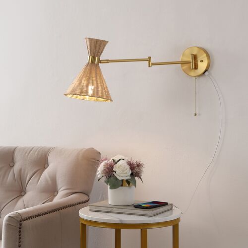Tressin Rattan Swing-Arm USB Wall Sconce 10 Tressin Rattan Swing-Arm USB Wall Sconce