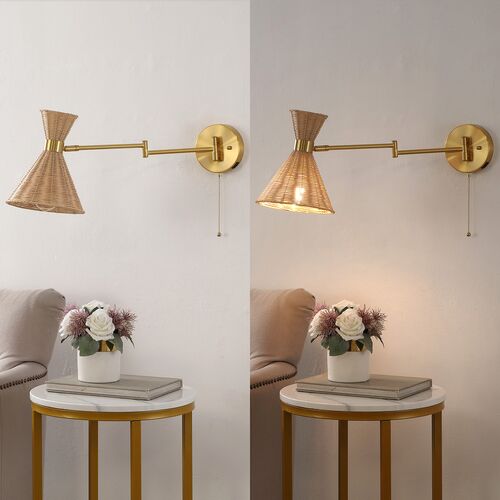 Tressin Rattan Swing-Arm USB Wall Sconce 12 Tressin Rattan Swing-Arm USB Wall Sconce