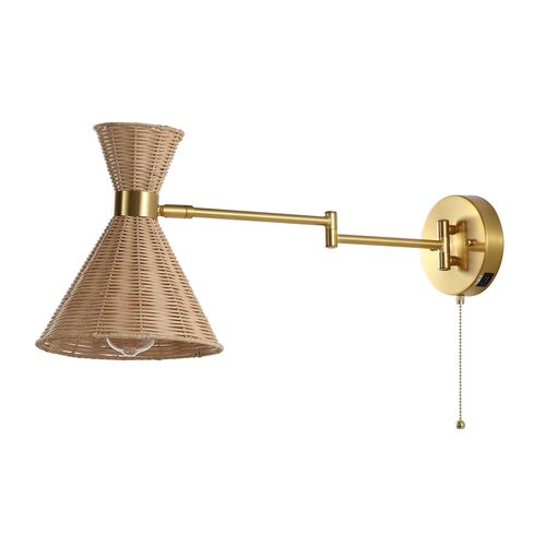 Tressin Rattan Swing-Arm USB Wall Sconce 3 Tressin Rattan Swing-Arm USB Wall Sconce