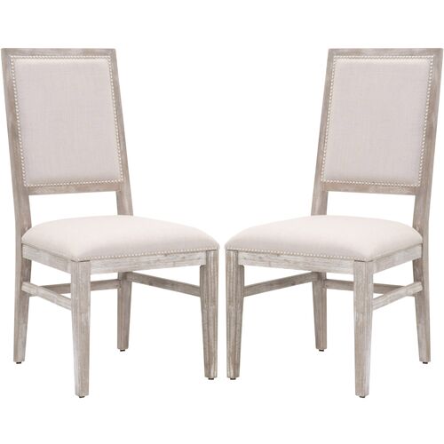 S/2 Dorinda Dining Chairs, Stone Linen/Natural Grey 1 S/2 Dorinda Dining Chairs, Stone Linen/Natural Grey