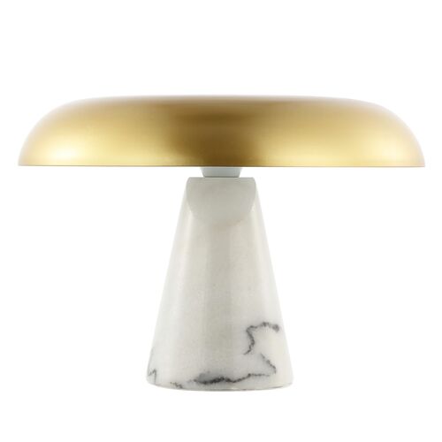 Jebel 10" Dome Table Lamp, Brass/White Marble 1 Jebel 10" Dome Table Lamp, Brass/White Marble
