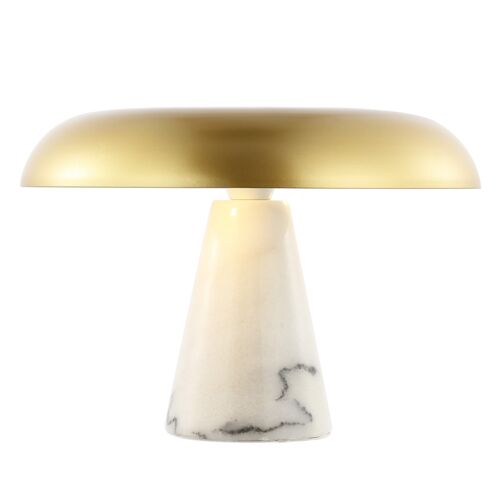 Jebel 10" Dome Table Lamp, Brass/White Marble 2 Jebel 10" Dome Table Lamp, Brass/White Marble