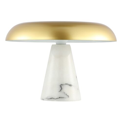 Jebel 10" Dome Table Lamp, Brass/White Marble 5 Jebel 10" Dome Table Lamp, Brass/White Marble