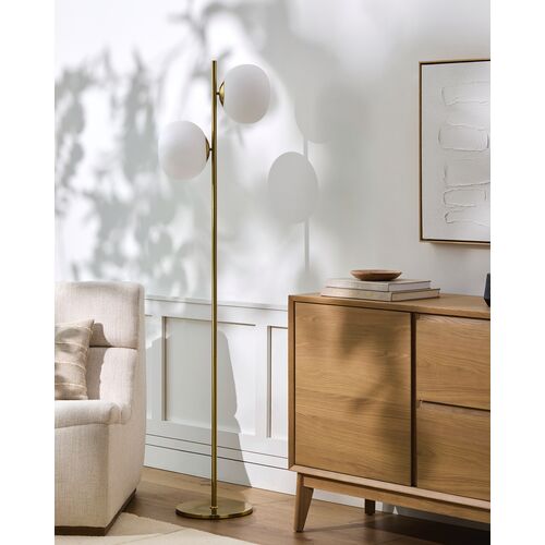 Hester Globe Floor Lamp, Brass 2 Hester Globe Floor Lamp, Brass