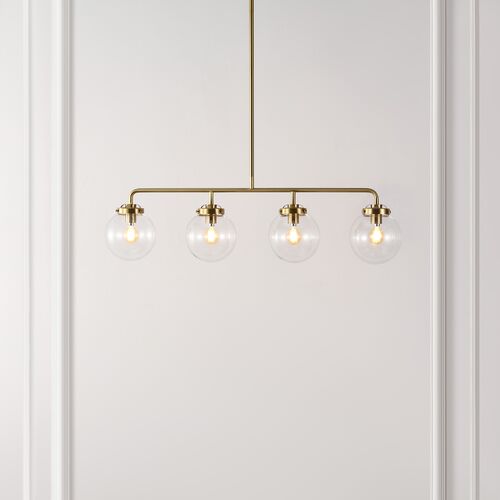 Erden 4-Light 18" Linear Globe Pendant, Brass 3 Erden 4-Light 18" Linear Globe Pendant, Brass