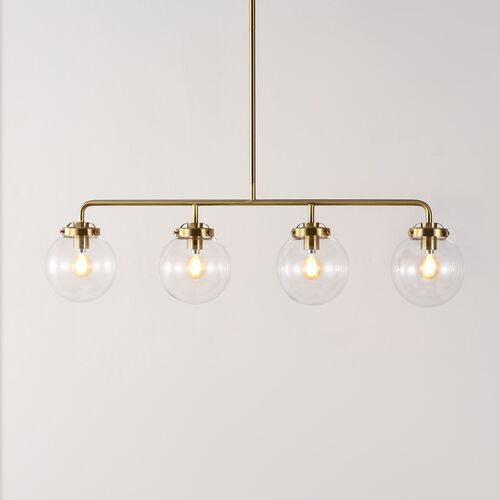 Erden 4-Light 18" Linear Globe Pendant, Brass 4 Erden 4-Light 18" Linear Globe Pendant, Brass