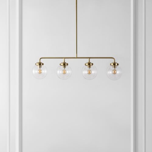 Erden 4-Light 18" Linear Globe Pendant, Brass 5 Erden 4-Light 18" Linear Globe Pendant, Brass