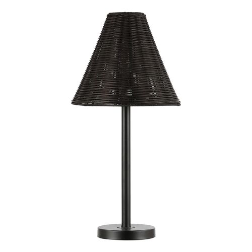 Zina 24" Rattan Table Lamp, Black