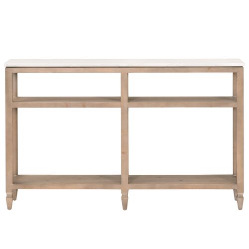 Carla Narrow Console Table, White Quartz/Smoke Gray 1 Carla Narrow Console Table, White Quartz/Smoke Gray