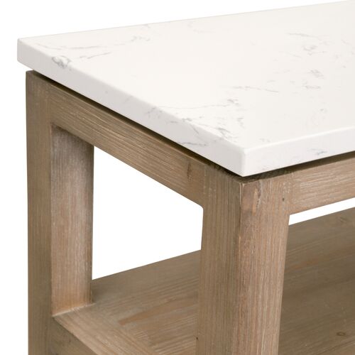 Carla Narrow Console Table, White Quartz/Smoke Gray 2 Carla Narrow Console Table, White Quartz/Smoke Gray