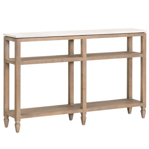 Carla Narrow Console Table, White Quartz/Smoke Gray 3 Carla Narrow Console Table, White Quartz/Smoke Gray