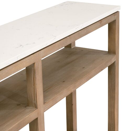 Carla Narrow Console Table, White Quartz/Smoke Gray 4 Carla Narrow Console Table, White Quartz/Smoke Gray