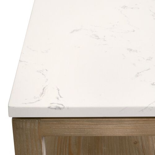 Carla Narrow Console Table, White Quartz/Smoke Gray 5 Carla Narrow Console Table, White Quartz/Smoke Gray
