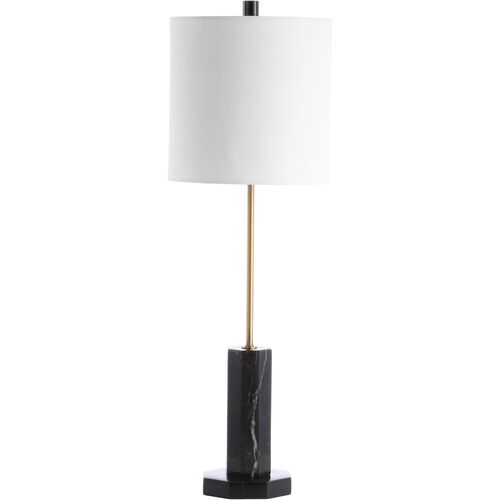 Zaia Marble Buffet Lamp, Black/Brass 1 Zaia Marble Buffet Lamp, Black/Brass