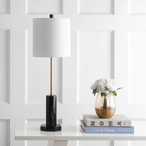 Zaia Marble Buffet Lamp, Black/Brass 2 Zaia Marble Buffet Lamp, Black/Brass