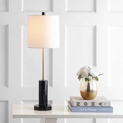 Zaia Marble Buffet Lamp, Black/Brass 4 Zaia Marble Buffet Lamp, Black/Brass