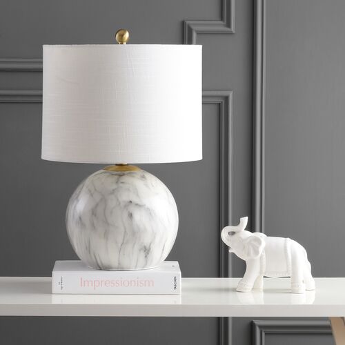 Ridley Faux Marble Table Lamp, White 2 Ridley Faux Marble Table Lamp, White