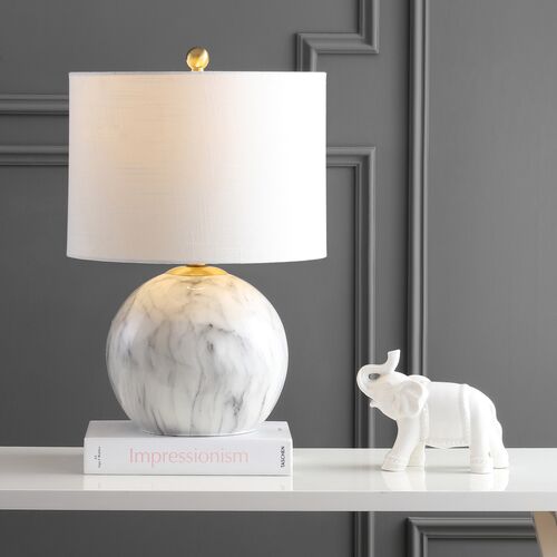 Ridley Faux Marble Table Lamp, White 4 Ridley Faux Marble Table Lamp, White