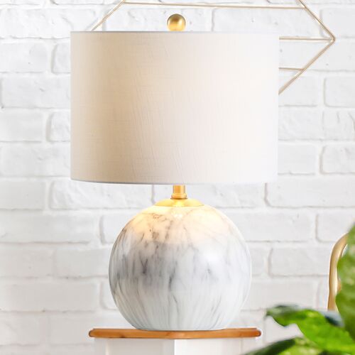 Ridley Faux Marble Table Lamp, White 8 Ridley Faux Marble Table Lamp, White