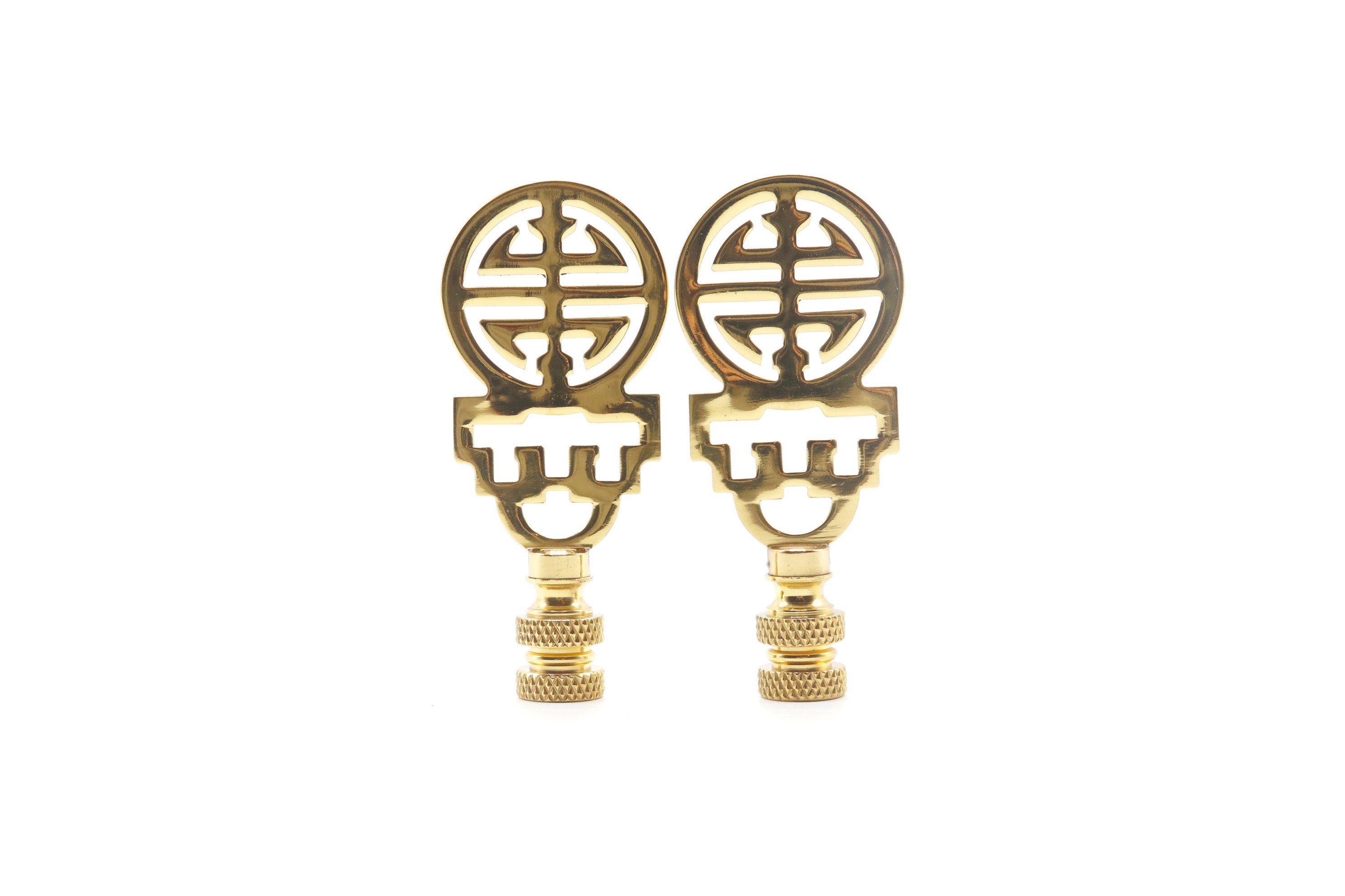 Chinoiserie Brass Lamp Finials - a Pair 1 Chinoiserie Brass Lamp Finials - a Pair