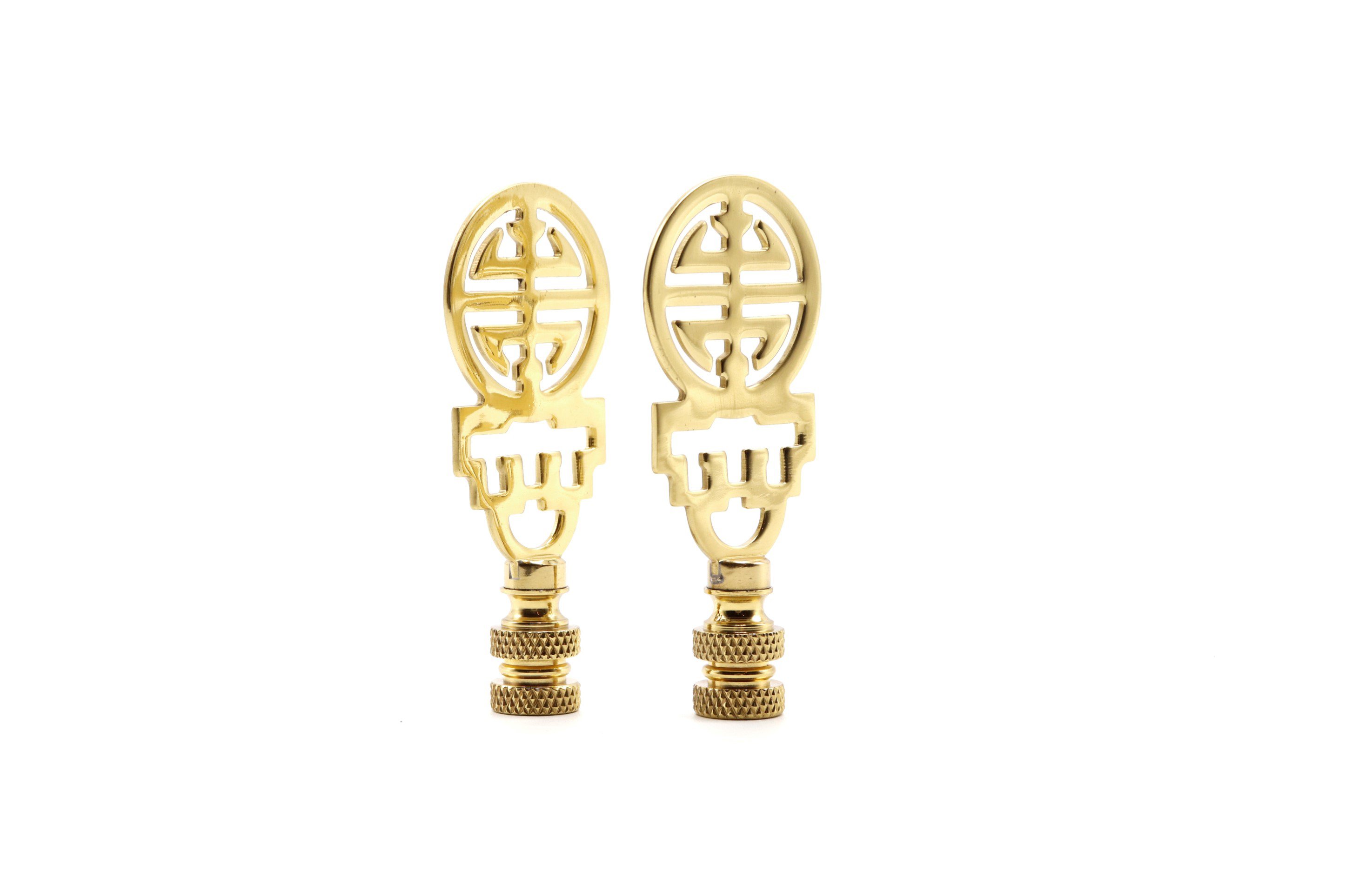 Chinoiserie Brass Lamp Finials - a Pair 2 Chinoiserie Brass Lamp Finials - a Pair