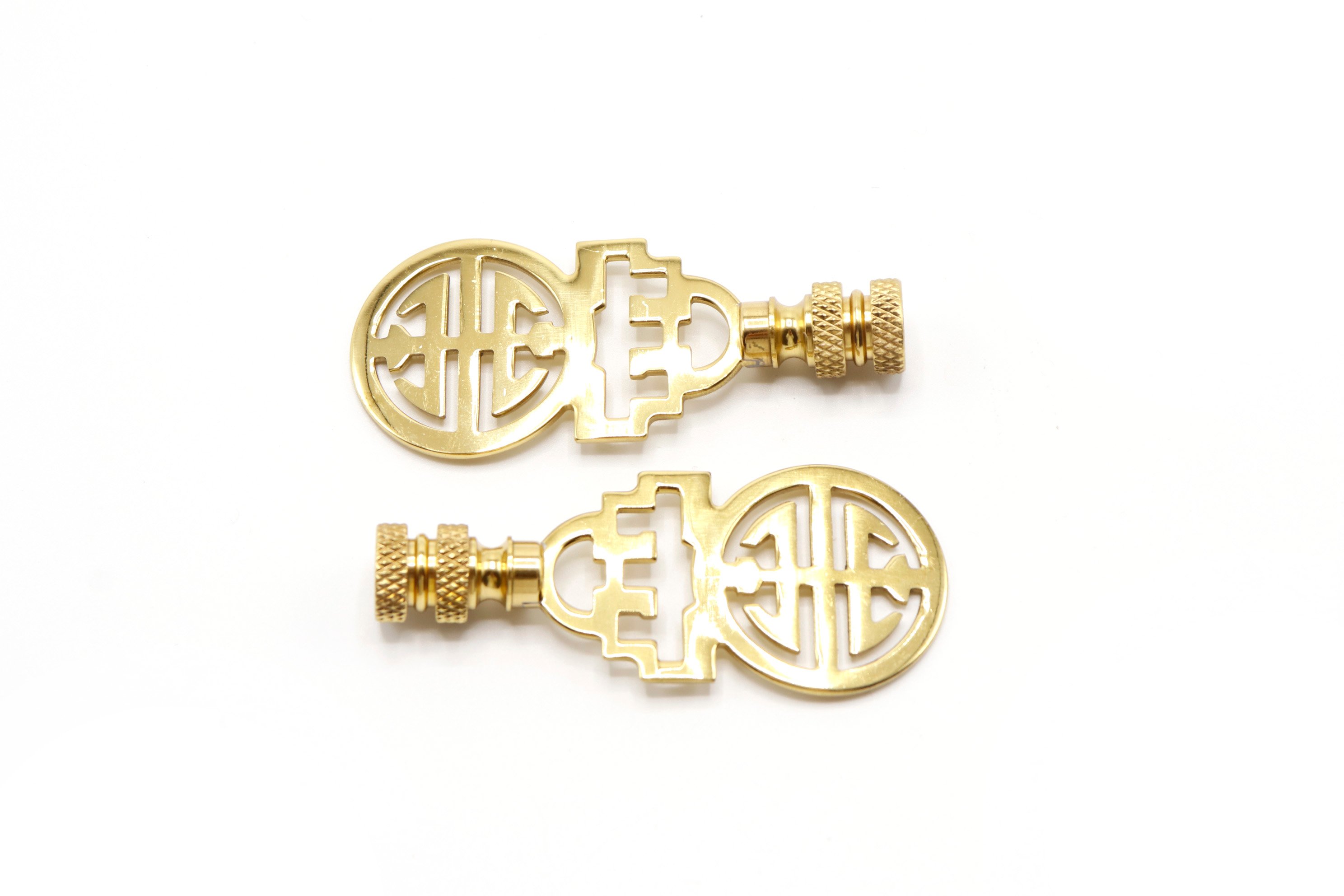 Chinoiserie Brass Lamp Finials - a Pair 3 Chinoiserie Brass Lamp Finials - a Pair