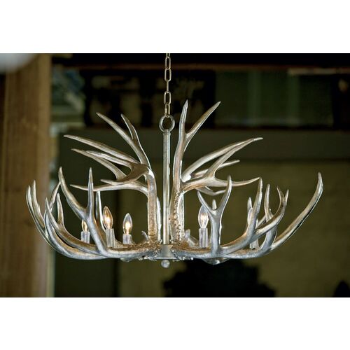Antler Chandelier, Silver Leaf 2 Antler Chandelier, Silver Leaf