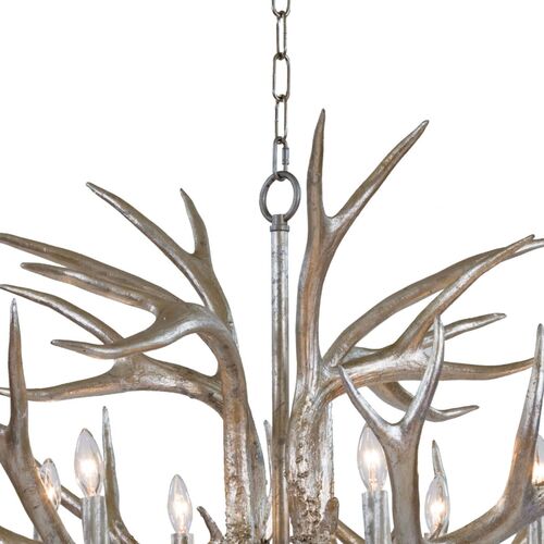 Antler Chandelier, Silver Leaf 3 Antler Chandelier, Silver Leaf
