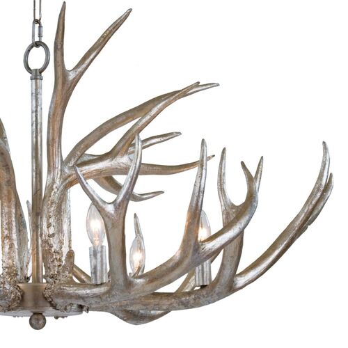 Antler Chandelier, Silver Leaf 4 Antler Chandelier, Silver Leaf